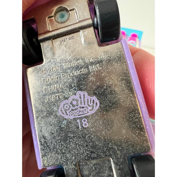 Vintage Polly Pocket 2007 Sparkly Violet Teal Convertible Toy Car Lot of 3 - Picture 5 of 7